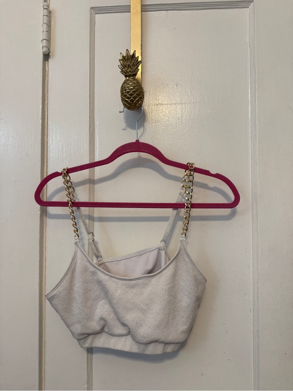 Women’s White Crop Tank with Gold Chain Straps size 1XL